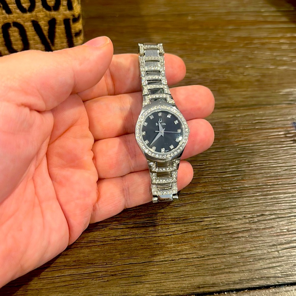 Bulova watch silver with stones